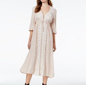 Free People Fable Midi Ivory White Dress Boho Floral Embroidered Size M  $168